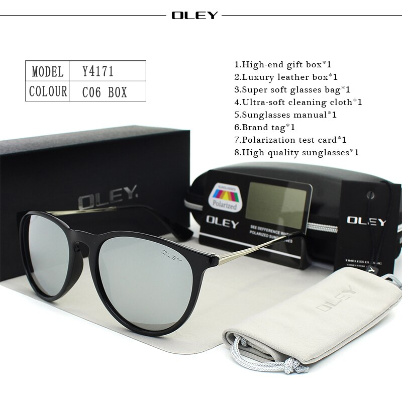 OLEY Polarized sunglasses women Retro Style Metal Frame Sun Glasses coating Famous Lady Brand Designer Feminino Y4171