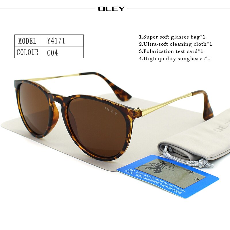 OLEY Polarized sunglasses women Retro Style Metal Frame Sun Glasses coating Famous Lady Brand Designer Feminino Y4171