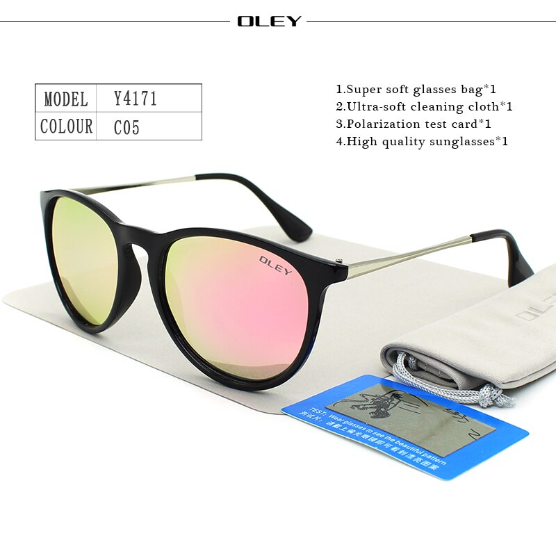 OLEY Polarized sunglasses women Retro Style Metal Frame Sun Glasses coating Famous Lady Brand Designer Feminino Y4171