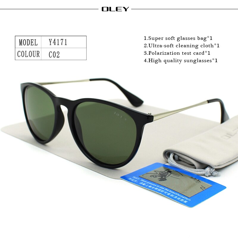 OLEY Polarized sunglasses women Retro Style Metal Frame Sun Glasses coating Famous Lady Brand Designer Feminino Y4171