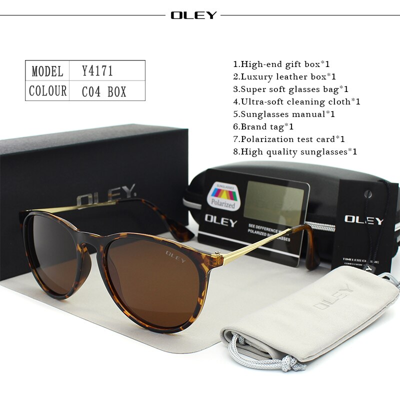 OLEY Polarized sunglasses women Retro Style Metal Frame Sun Glasses coating Famous Lady Brand Designer Feminino Y4171