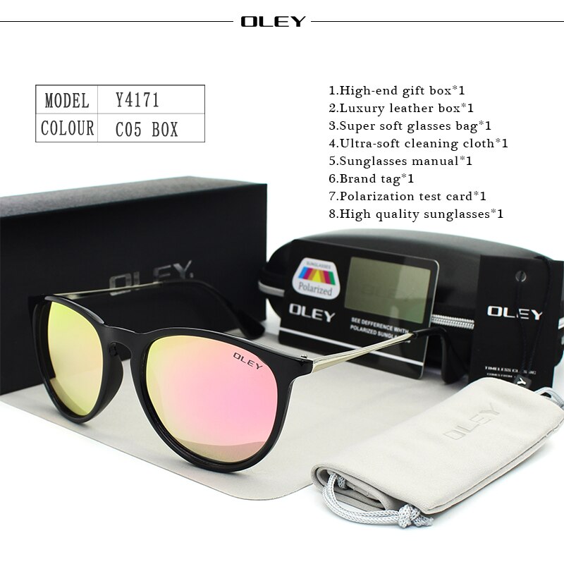 OLEY Polarized sunglasses women Retro Style Metal Frame Sun Glasses coating Famous Lady Brand Designer Feminino Y4171