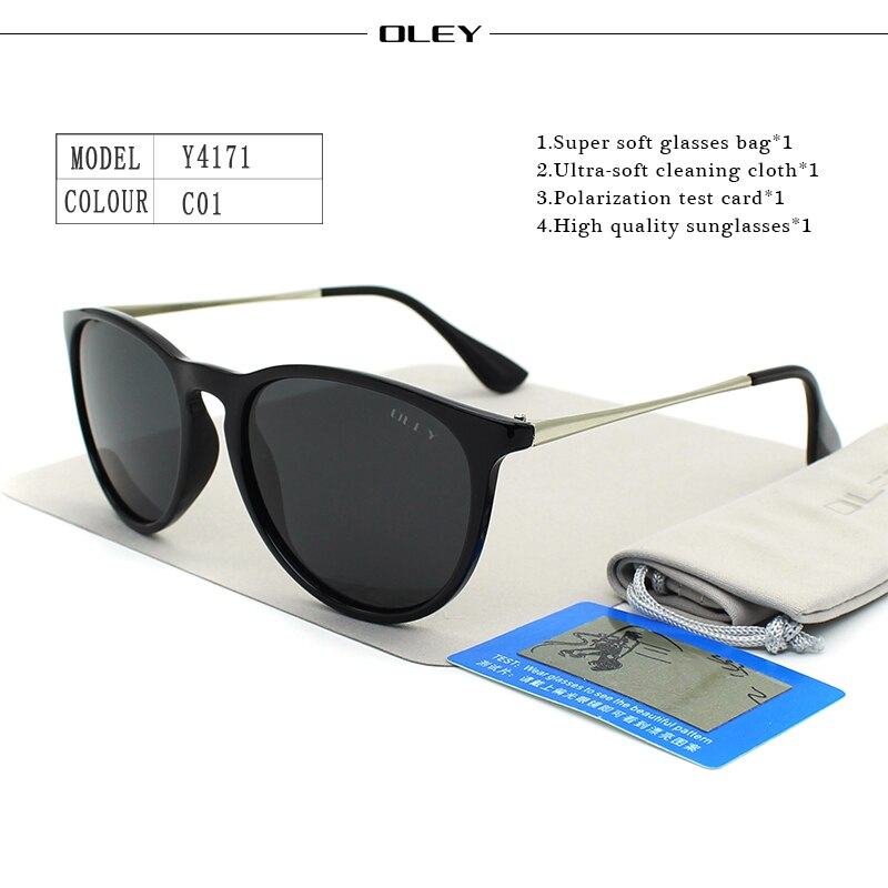 OLEY Polarized sunglasses women Retro Style Metal Frame Sun Glasses coating Famous Lady Brand Designer Feminino Y4171