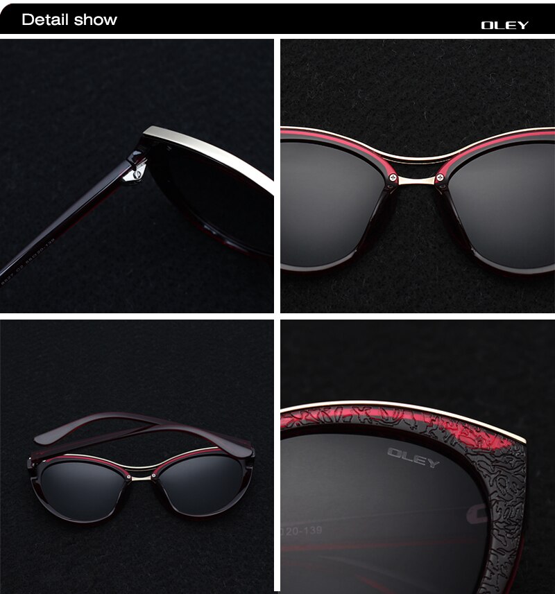 OLEY High Quality Cat Eye Sunglasses Women brand designer Polarized Sun Glasses for woman Driving goggles gafas zonnebril dames