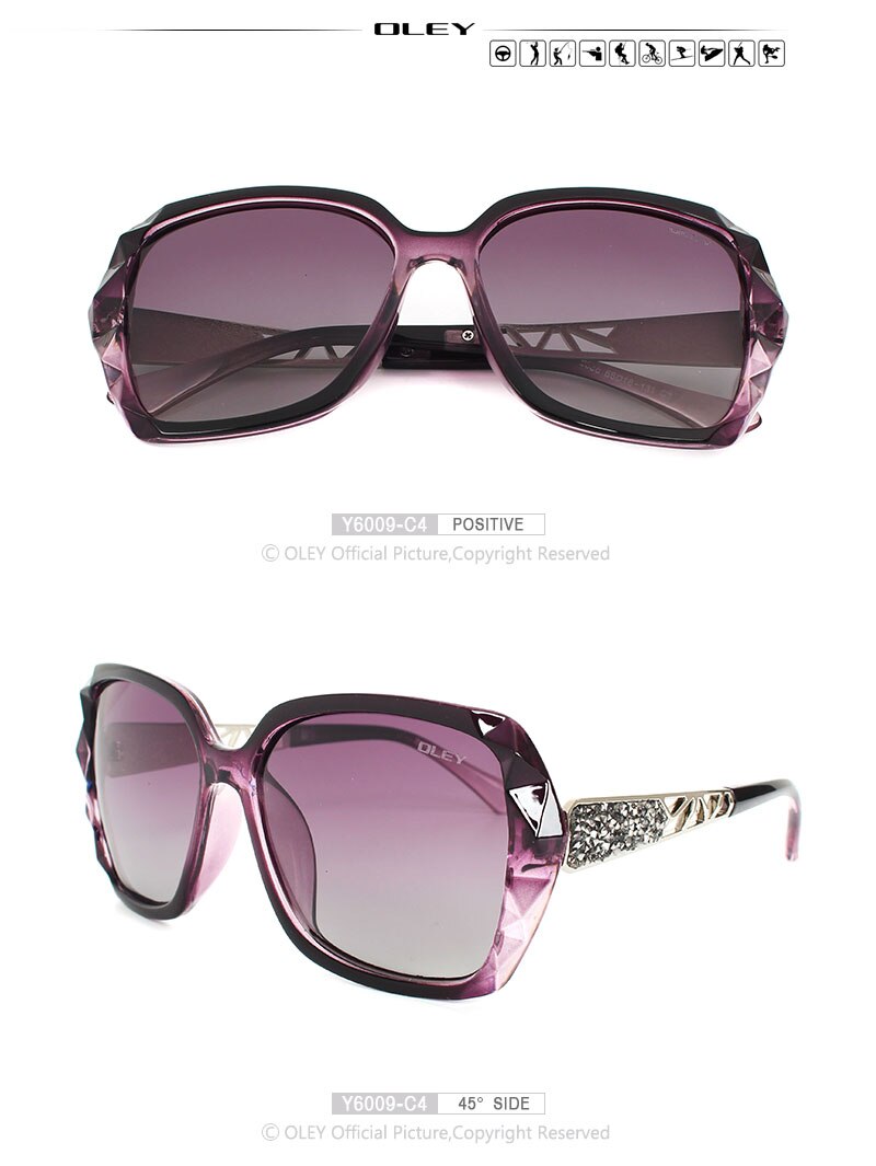 OLEY Oversized Sunglasses Women Luxury Brand Design Elegant polarized Glasses Female Prismatic spectacles Oculos De Sol mulher