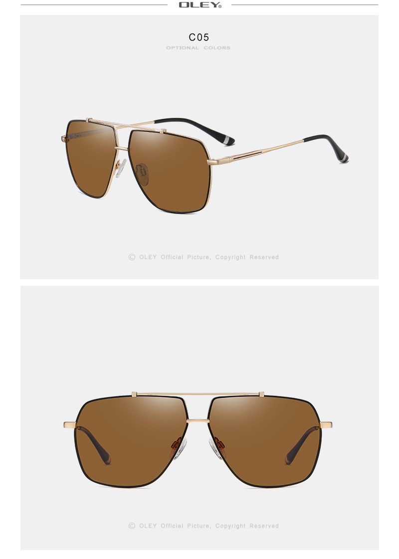 OLEY Brand Pilot Style Aluminum Sunglasses Polarized UV400 Mirror Male