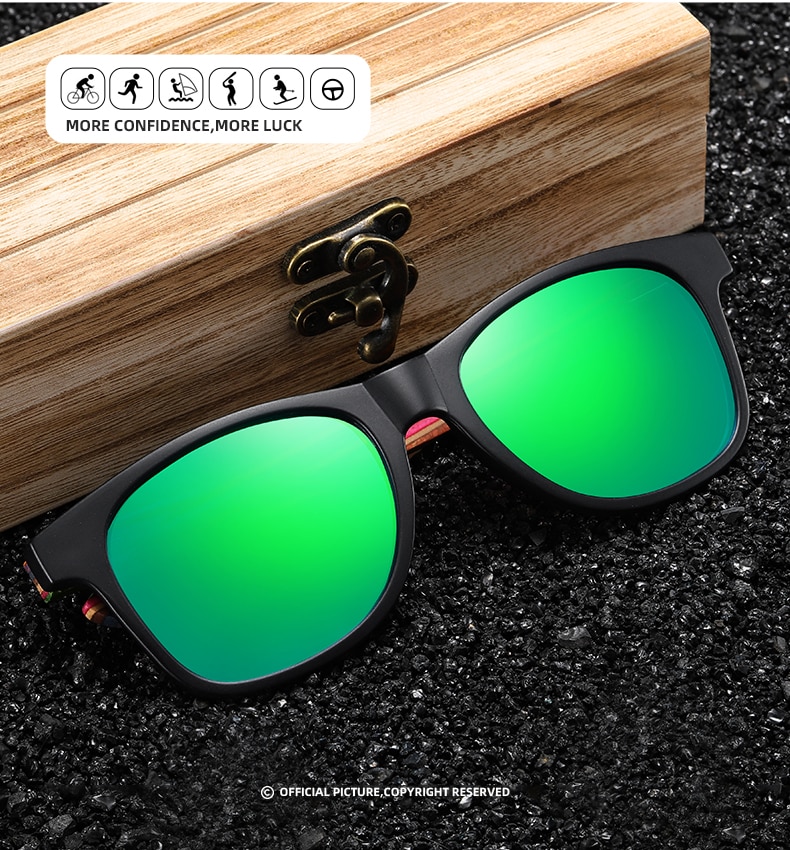 Polarized PC Frame With Wooden Legs Sunglasses