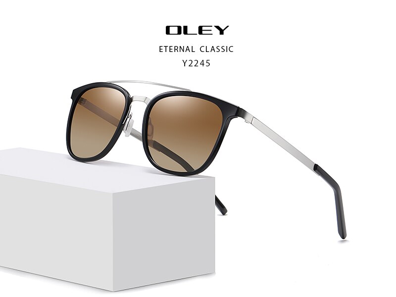 OLEY 2021 Men‘s Driving Glasses Alloy Sunglasses Men Polarized Pilot Frame Anti-Glare Mirror Lens UV400 Fishing Women Eyewear