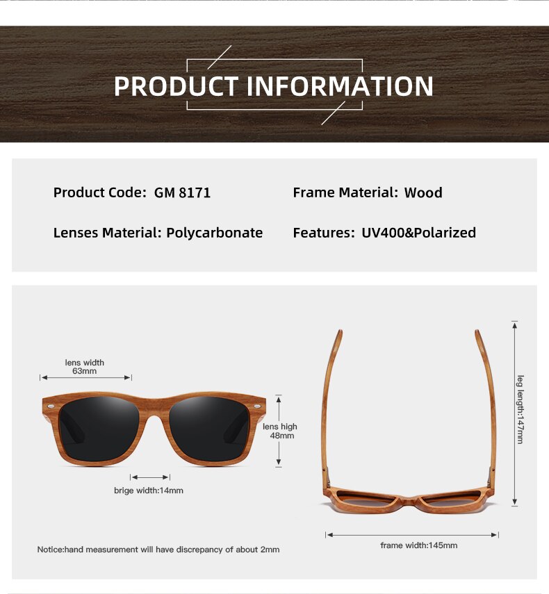 UV400 Protective Glasses Wooden